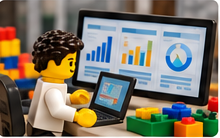 LEGO-inspired analyst reviewing an analytics dashboard